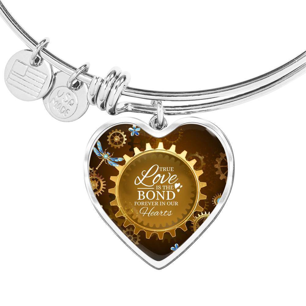 True Love Is The Bond Forever In Our Hearts Brown Heart Bracelet Bangle